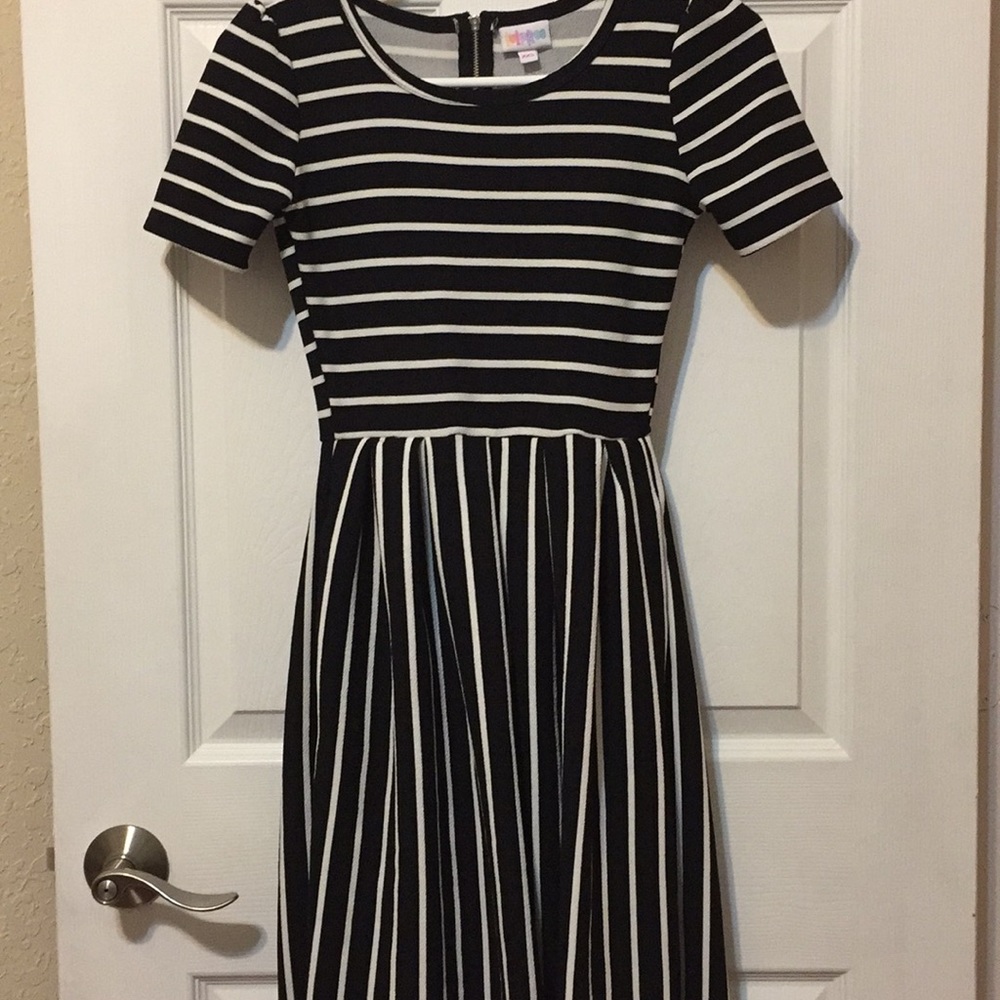 Black and white striped Amelia LulaRoe dress